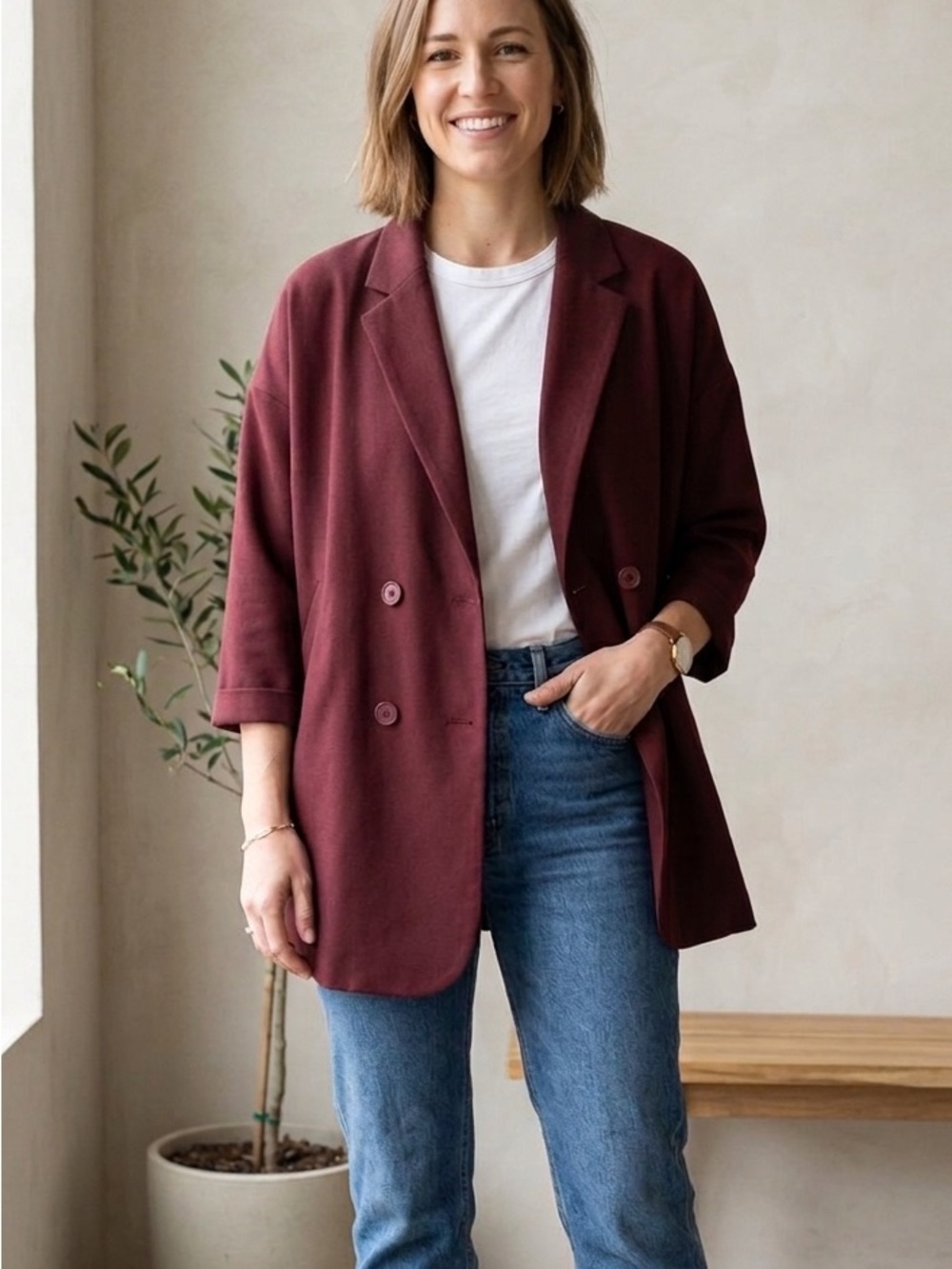 Maroon Oversized Blazer Medium